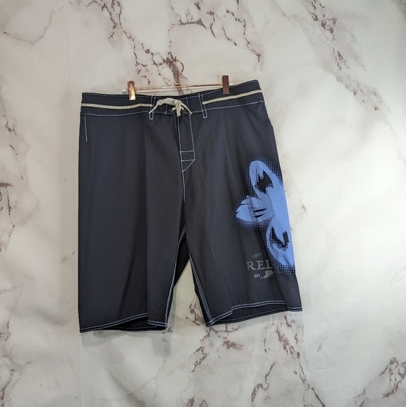 Tommy Bahama Swim Shorts Men 38 Large Black Board Trunk Mesh Beach Flower Floral - Picture 1 of 12